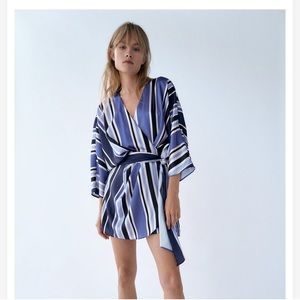 Zara blue striped jumpsuit